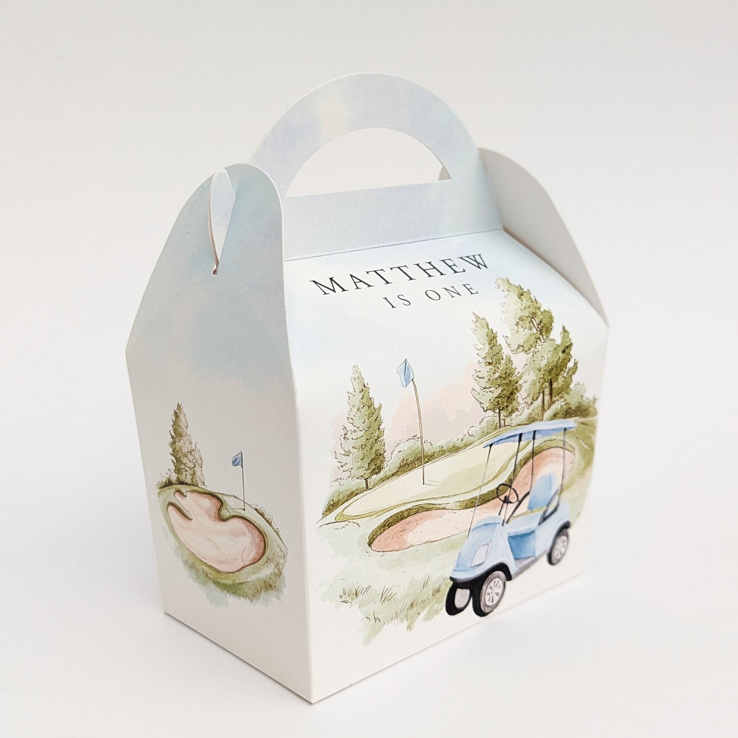 GOLF Hole in One Personalised Children’s Party Box Gift Bag Favour