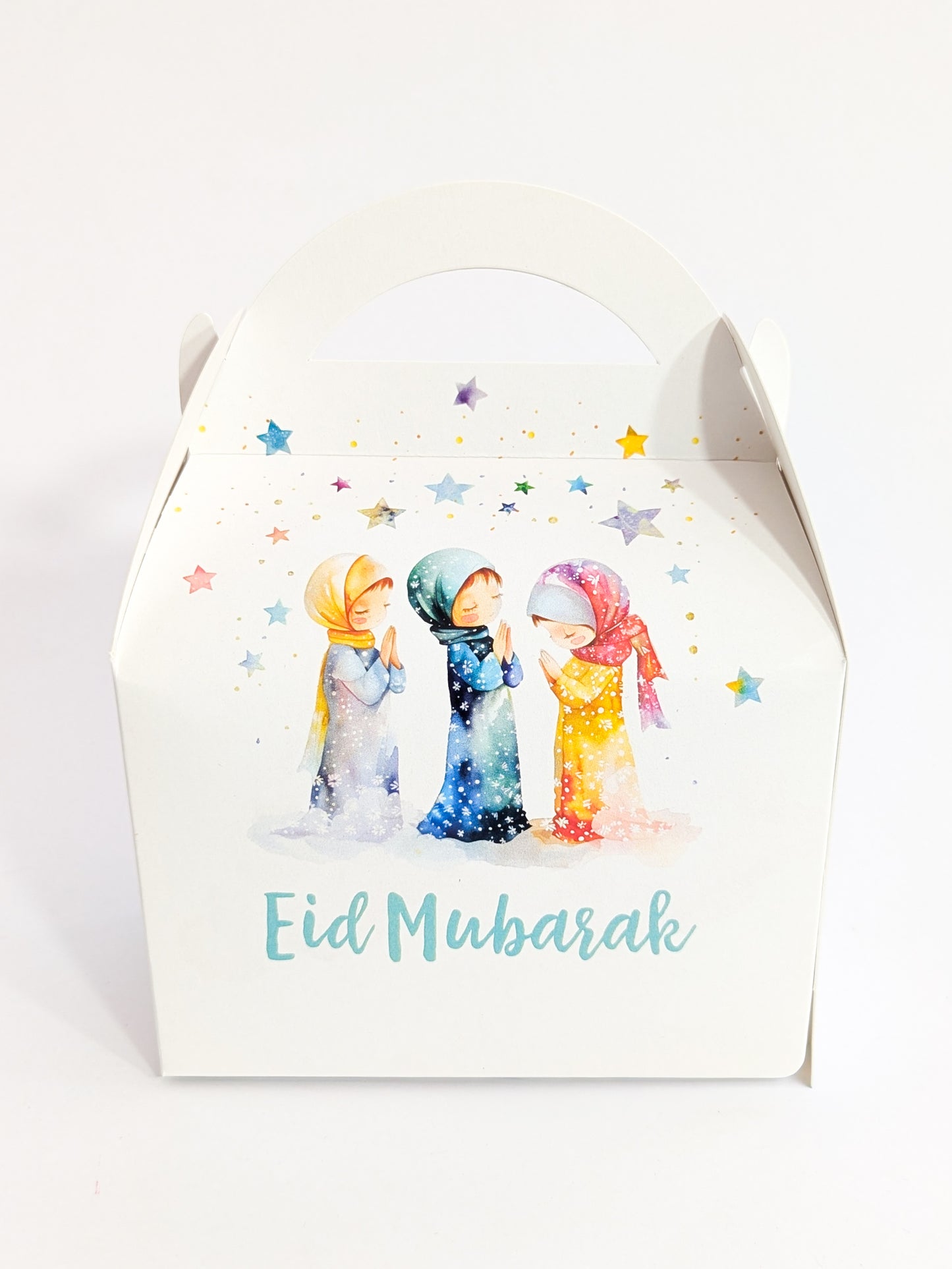 Personalised Eid Celebration Treat Boxes in Colourful Watercolour Design