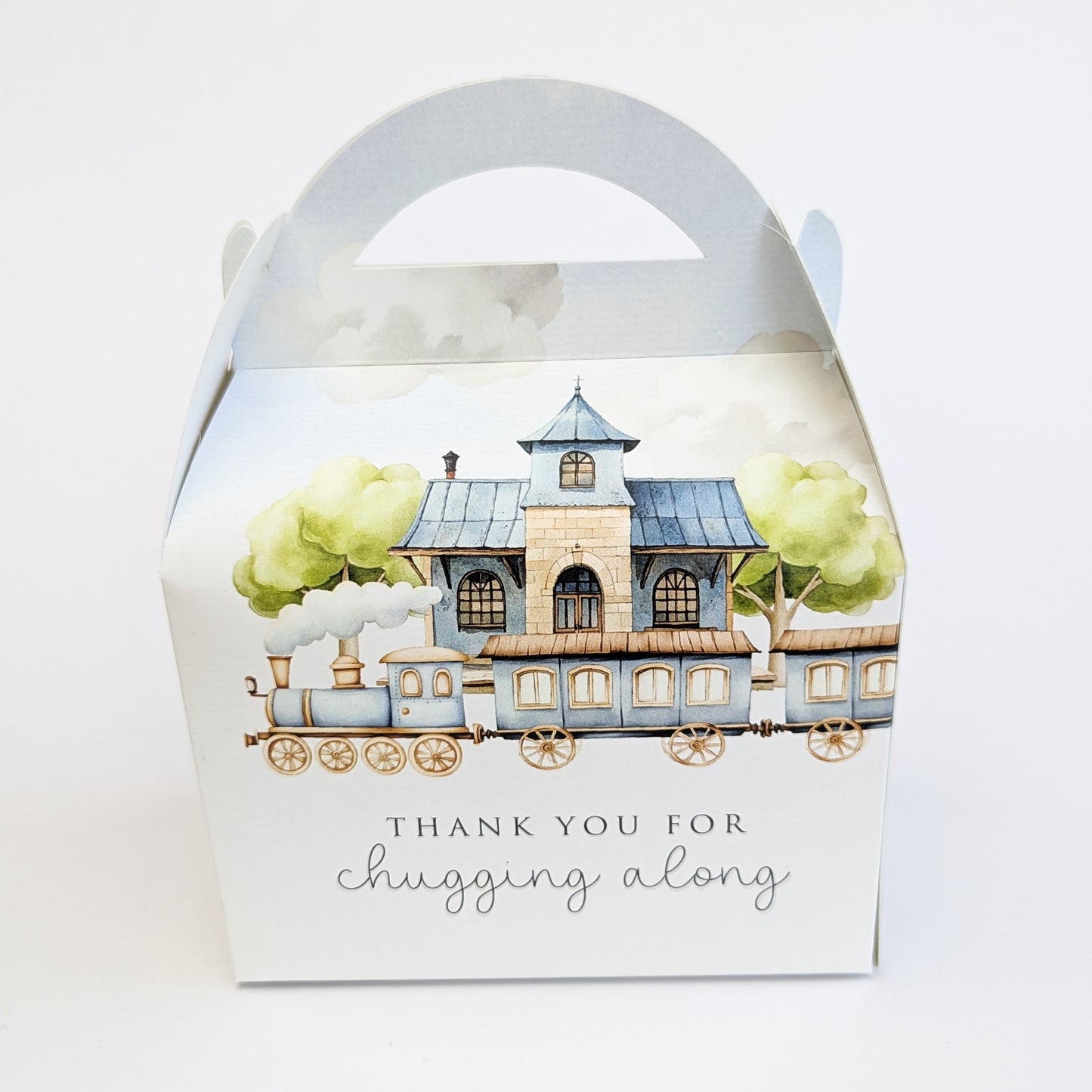 STEAM TRAIN Trains transport Personalised Children’s Party Box Gift Bag Favour