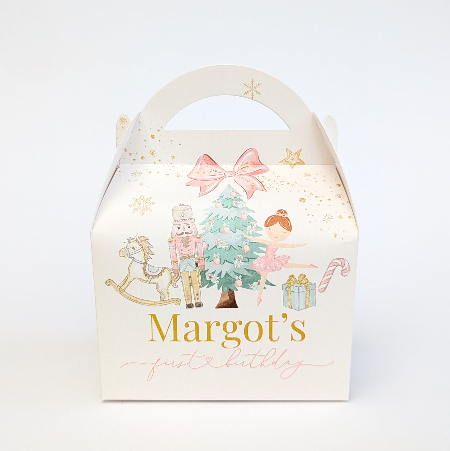 Personalised Pastel Nutcracker watercolour Christmas Treat Boxes Advent Party Box favours