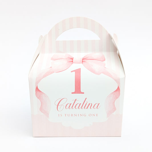 BOWS Bow First Birthday Children’s Party Box Gift Bag Favour