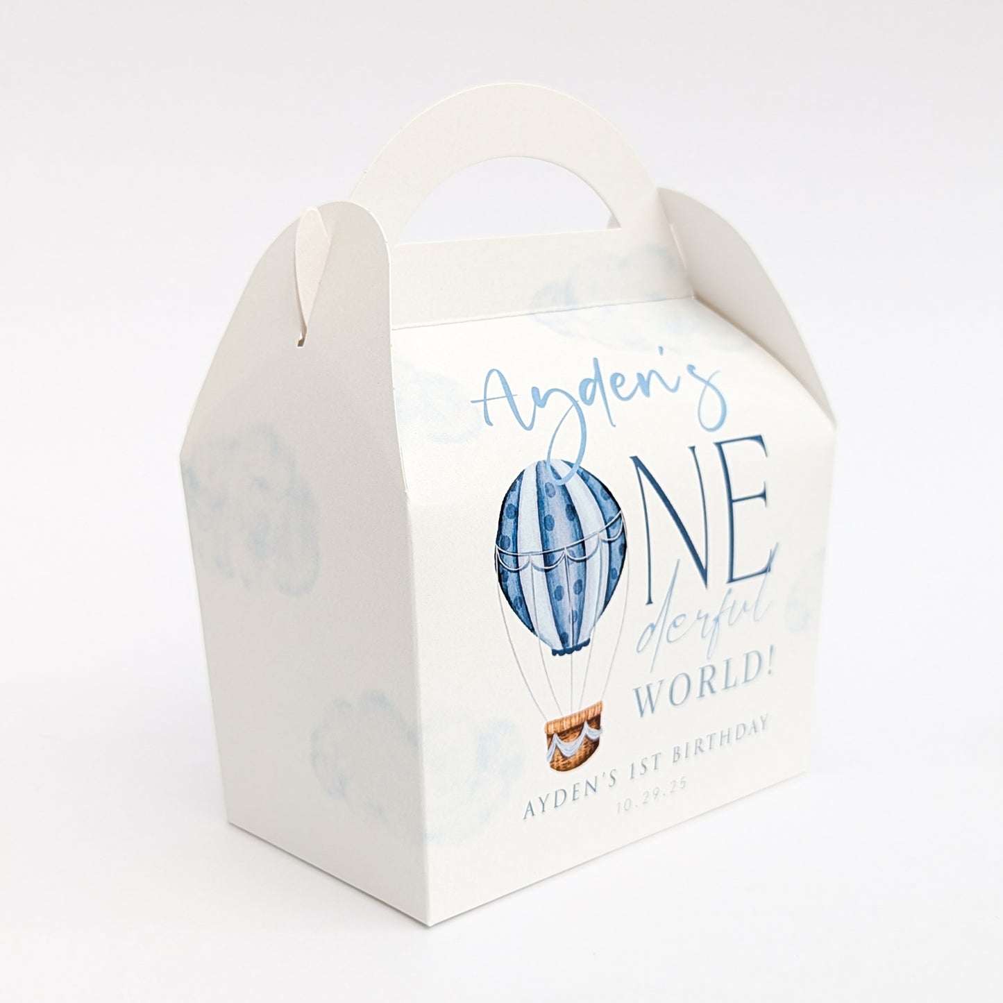 ONEderful Hot Air Balloons Personalised Children’s Party Box Gift Bag Favour