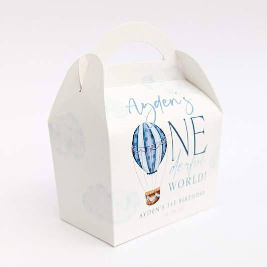 ONEderful Hot Air Balloons Personalised Children’s Party Box Gift Bag Favour