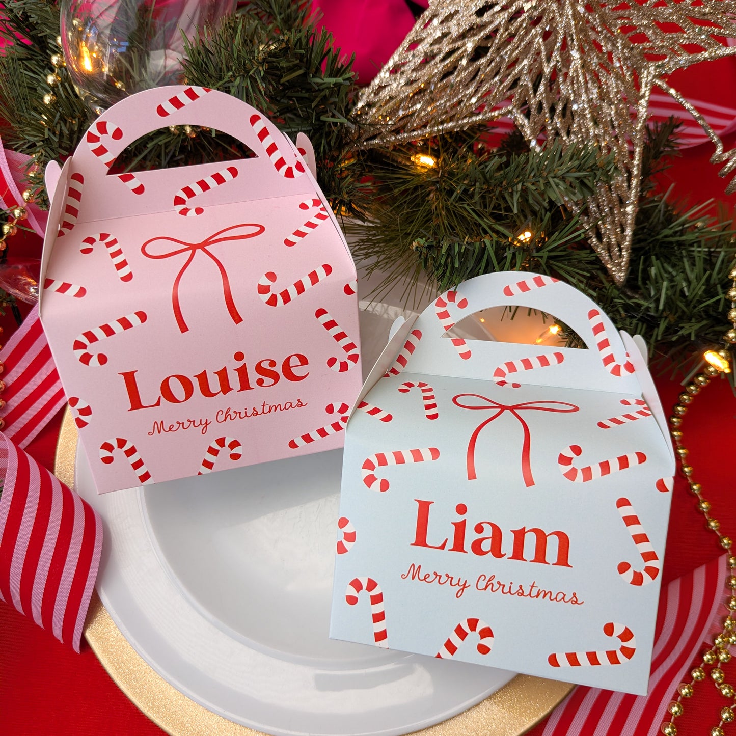 Personalised Candy Cane Christmas Cracker Winter Wonderland Treat Box