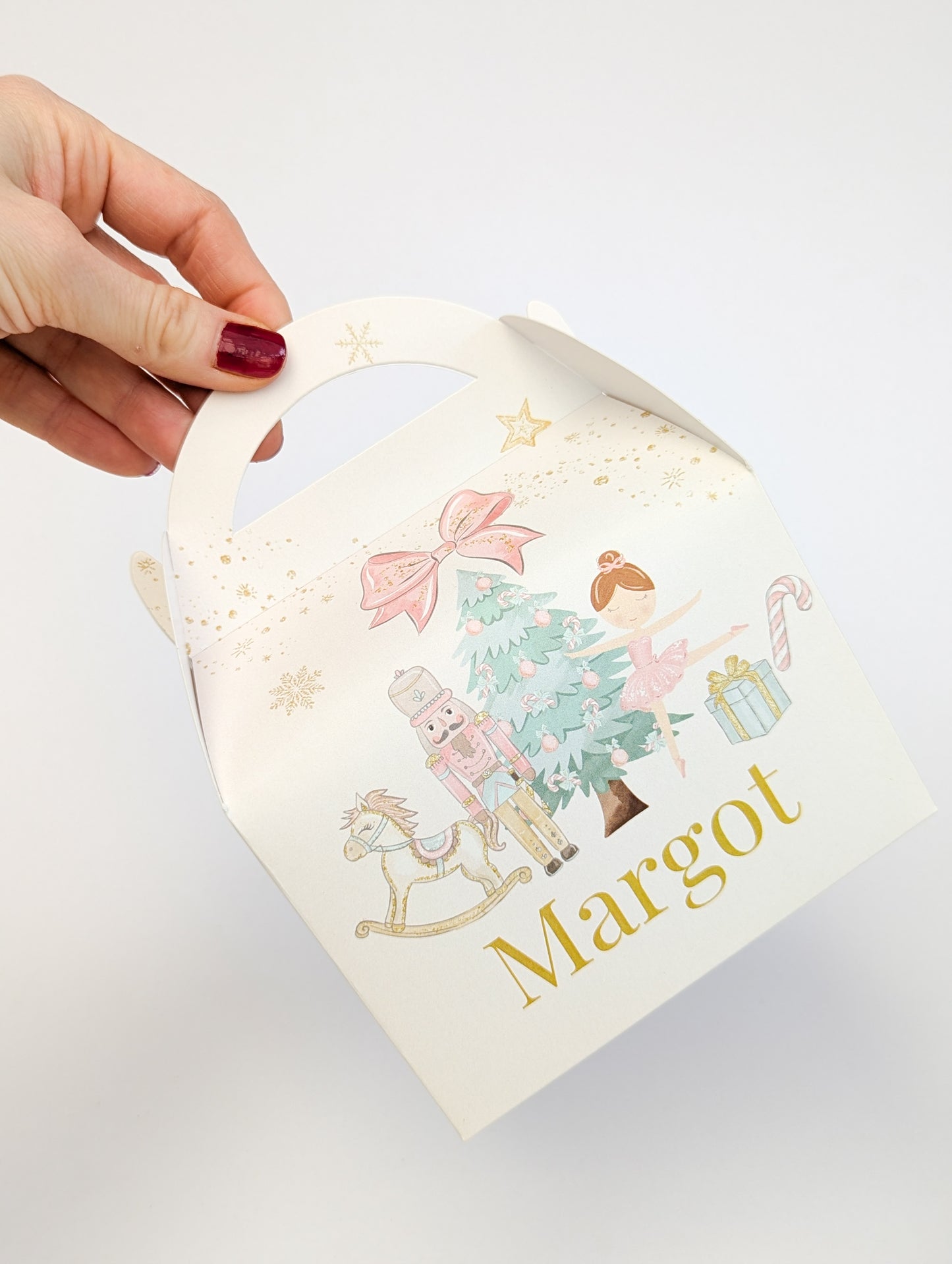 Personalised Pastel Nutcracker watercolour Christmas Treat Boxes Advent Party Box favours