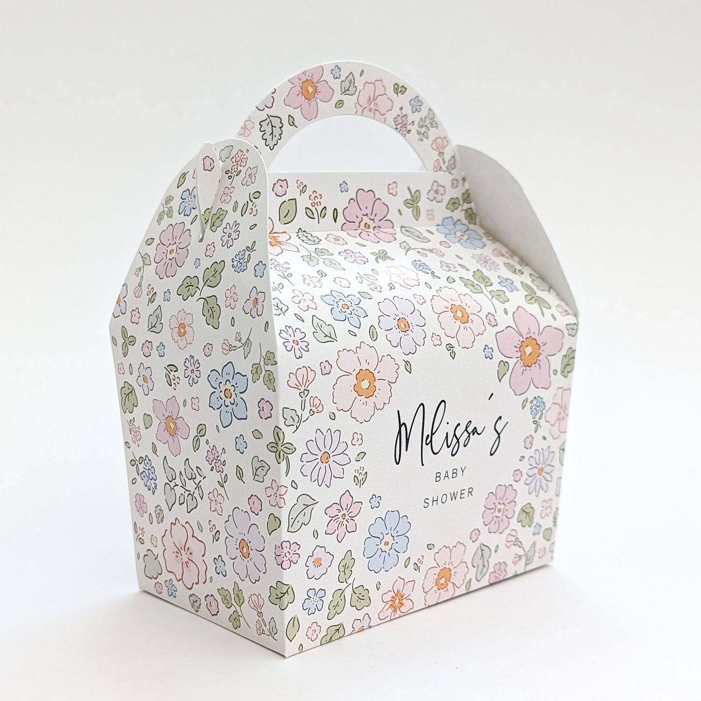 DITSY FLORAL Pastel Flowers Personalised Wedding Favour Boxes Baby Bridal Shower Gift Box