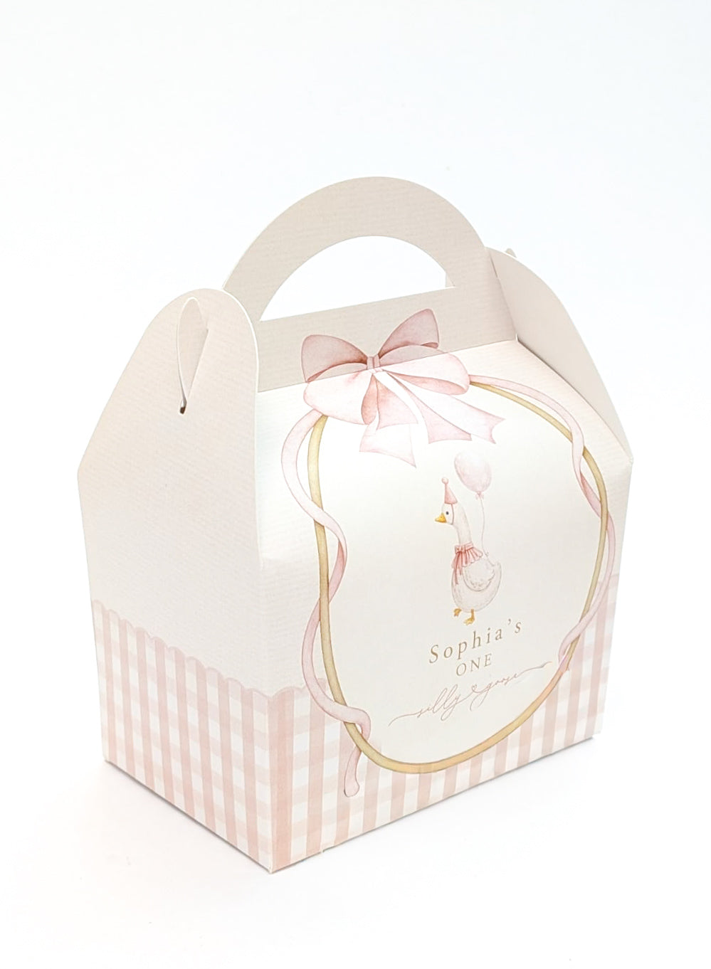 Silly Goose Personalised Party Boxes available in pink or green