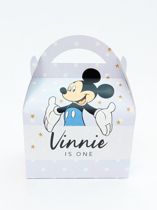 Mickey Mouse Blue Personalised Children’s Party Box Gift Bag Favour