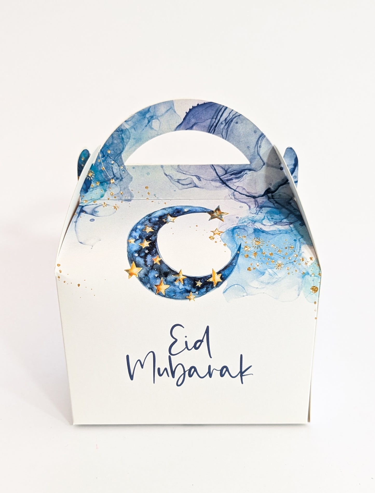 Personalised Eid Celebration Treat Boxes in Blue Watercolour Design