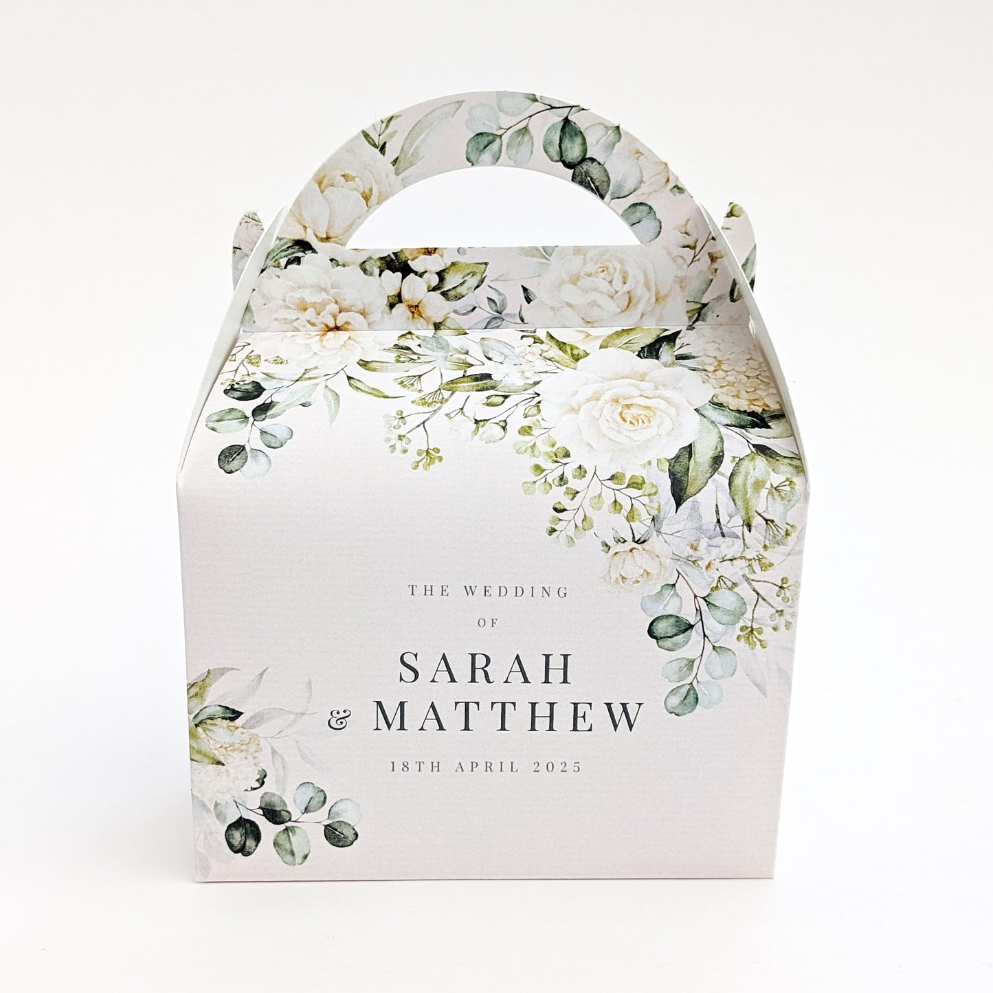 WHITE FLORAL GREENERY WEDDING Personalised Pink and Red Floral Wedding Favour Boxes Hen Party Bridal Shower Gift Box