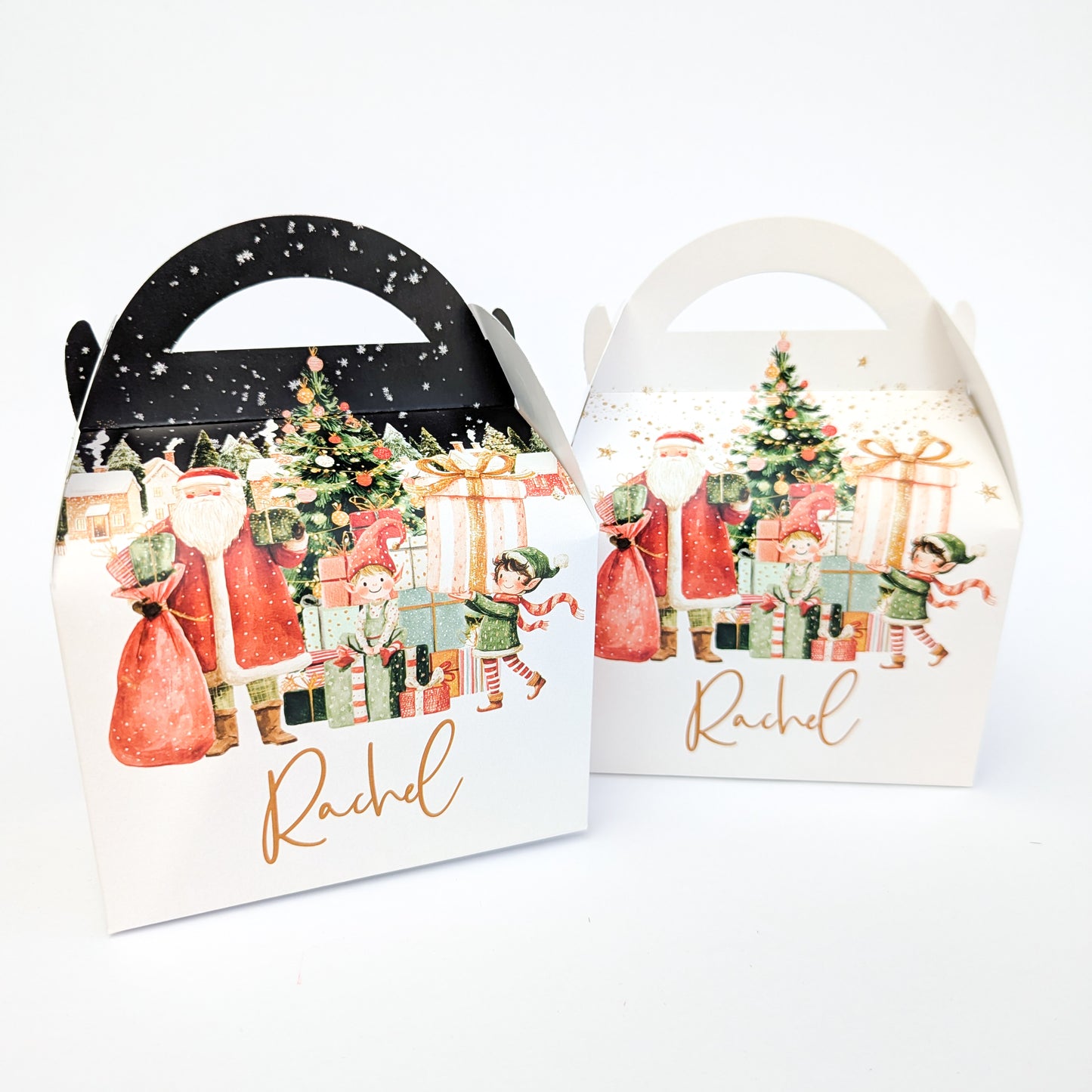 Personalised Christmas Winter Village Santa Elves Cracker Winter Wonderland Treat Box