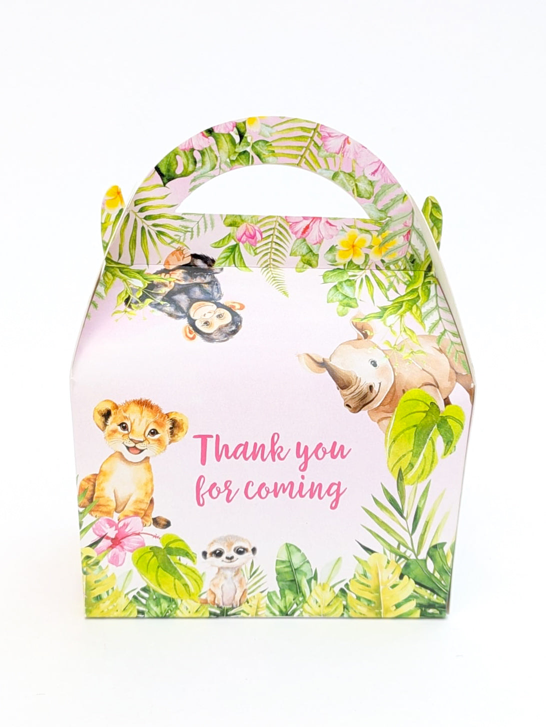 Pink Jungle Animals Personalised  Party Boxes