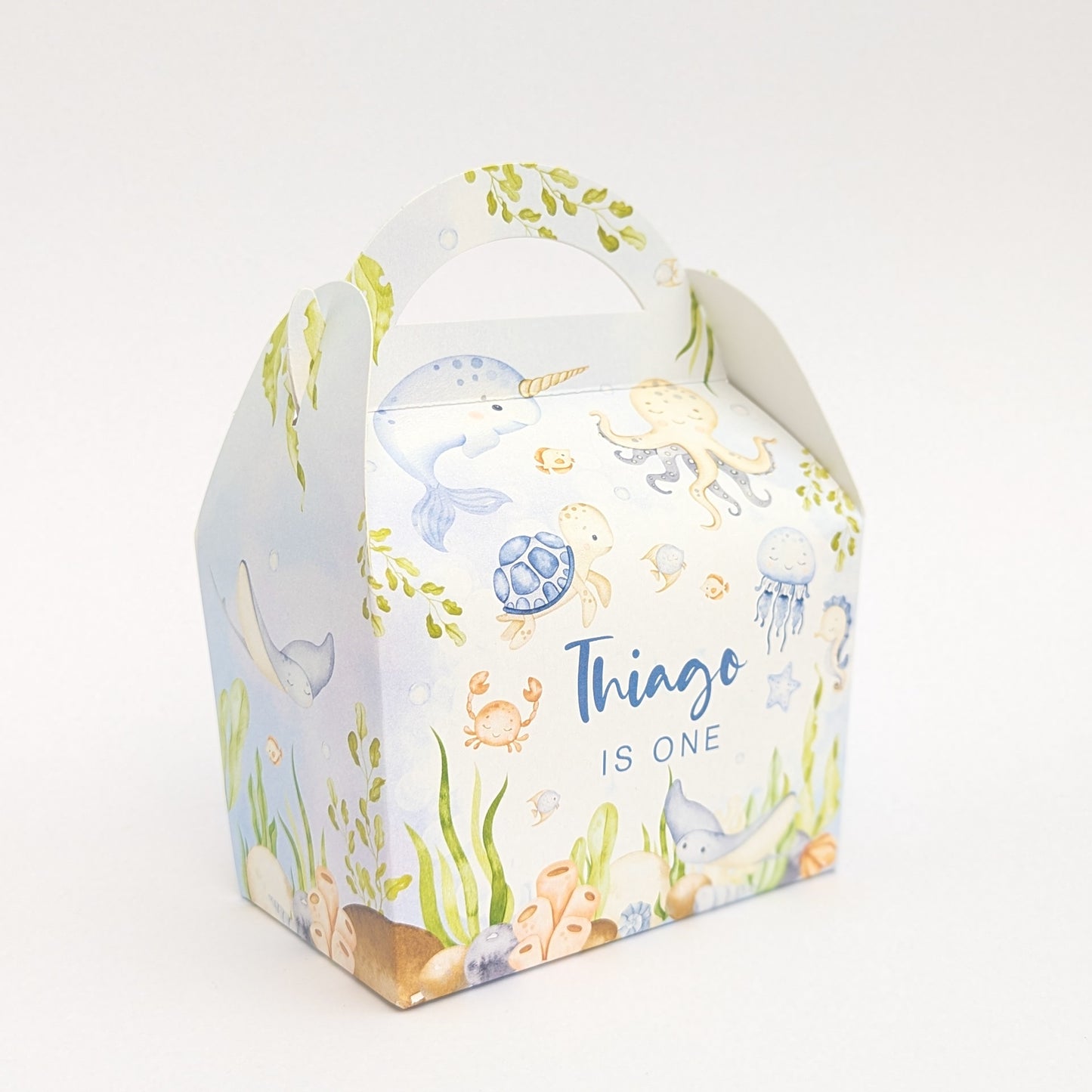 Under the Sea Watercolour Seaside Ocean Underwater Ofishally  Personalised Children’s Party Box Gift Bag Favour