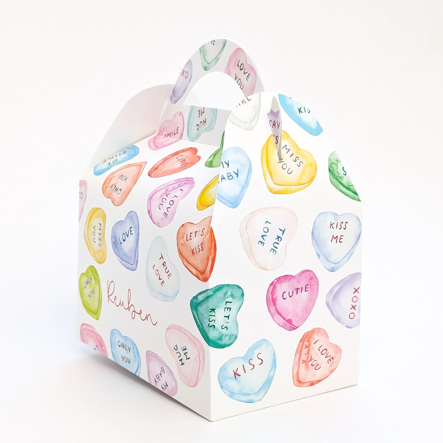 VALENTINES DAY Candy Love Hearts Personalised Treat Boxes Gift Bags