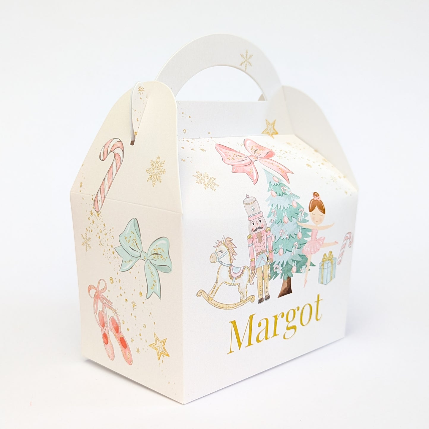 Personalised Pastel Nutcracker watercolour Christmas Treat Boxes Advent Party Box favours