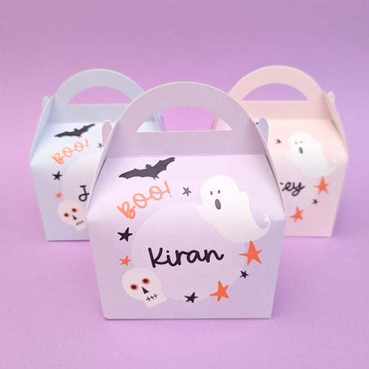 HALLOWEEN Cute Pastel Personalised Children’s Party Box Gift Bag Favour