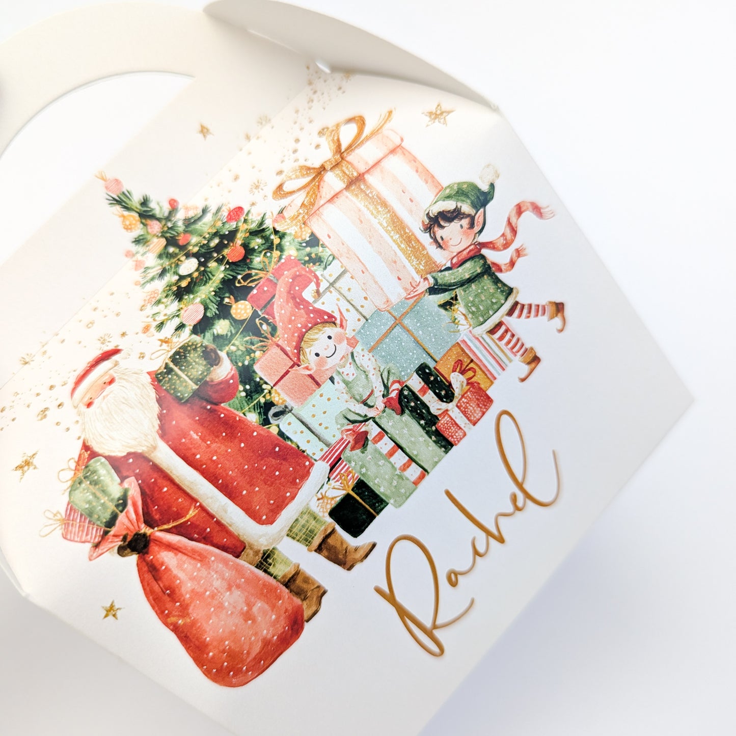 Personalised Christmas Winter Village Santa Elves Cracker Winter Wonderland Treat Box