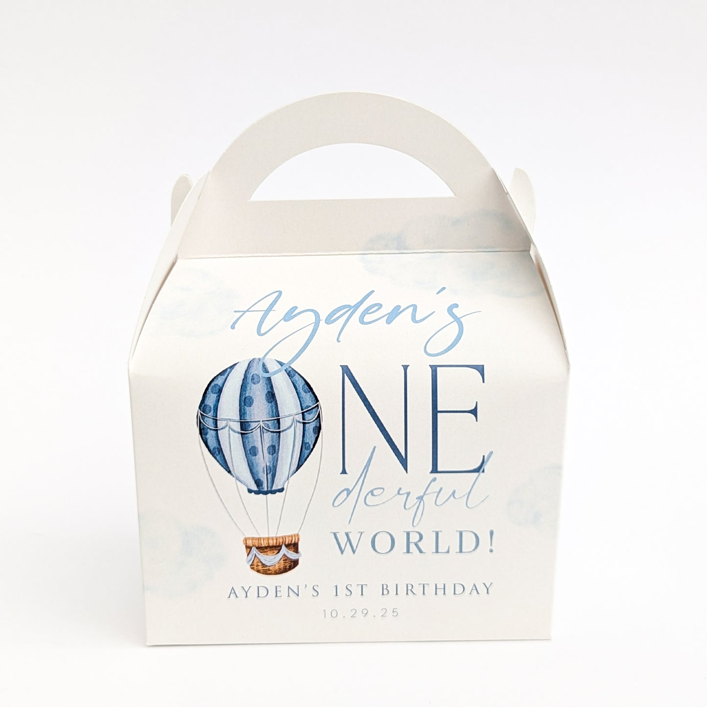 ONEderful Hot Air Balloons Personalised Children’s Party Box Gift Bag Favour