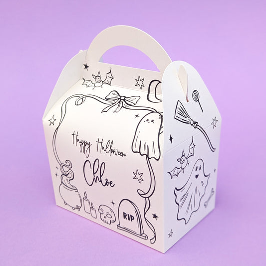 HALLOWEEN Whimsical Whimsy Illustrations  Personalised Children’s Party Box Gift Bag Favour