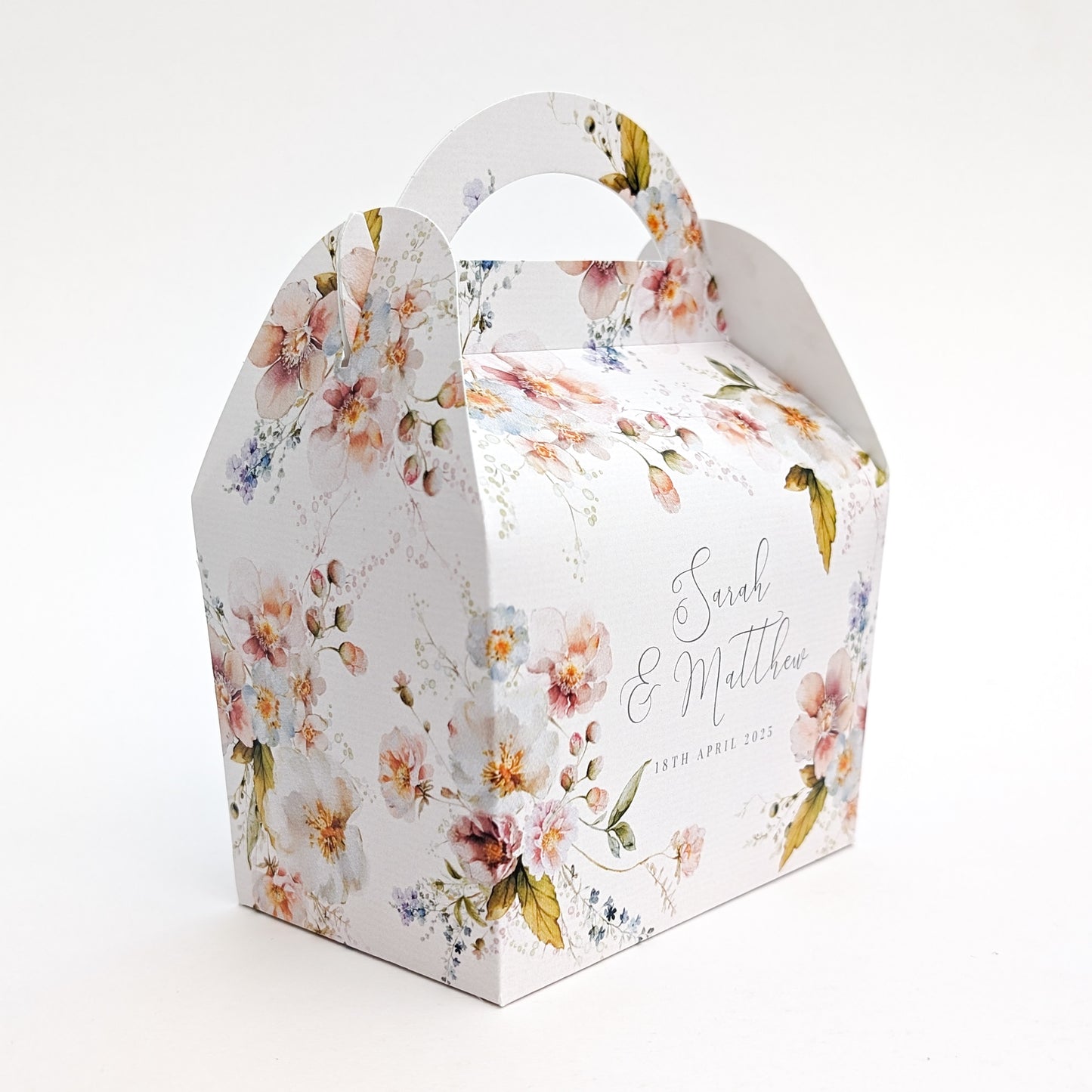 PINK FLORAL WEDDING Personalised Pink and Red Floral Wedding Favour Boxes Hen Party Bridal Shower Gift Box