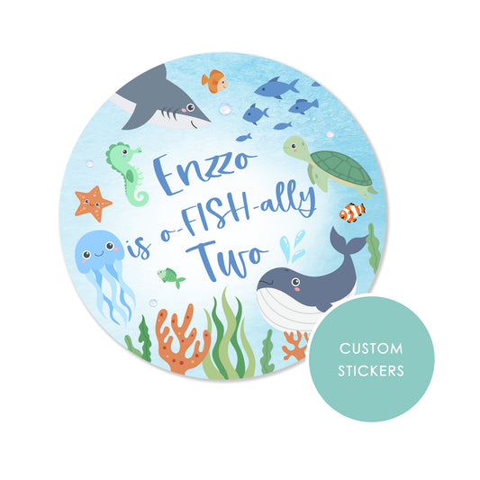 PERSONALISED STICKERS Multiple sizes Personalised Under the Sea Candy Sweet Cone Gift label