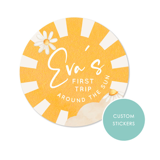 PERSONALISED STICKERS Multiple sizes  Personalised Sun Sweet Cone Gift label