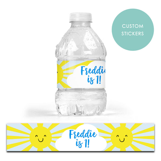 DRINK LABEL STICKERS x 7 Personalised Ray of Sunshine First Trip around the sun