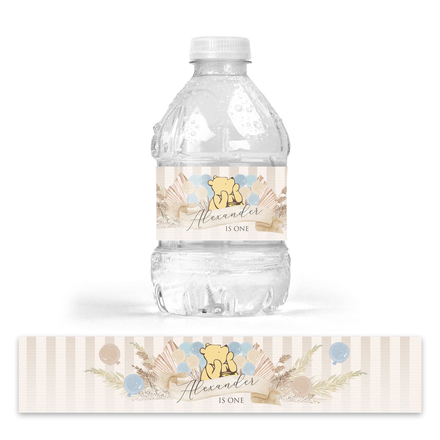 DRINK LABEL STICKERS x 7 Personalised Winnie the Pooh