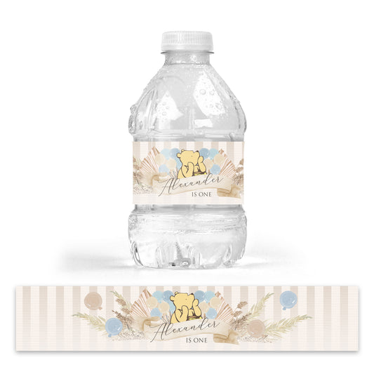 DRINK LABEL STICKERS x 7 Personalised Winnie the Pooh