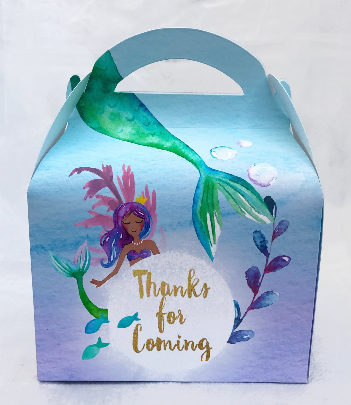 MERMAIDS Watercolour Personalised Children’s Party Box Gift Bag Favour