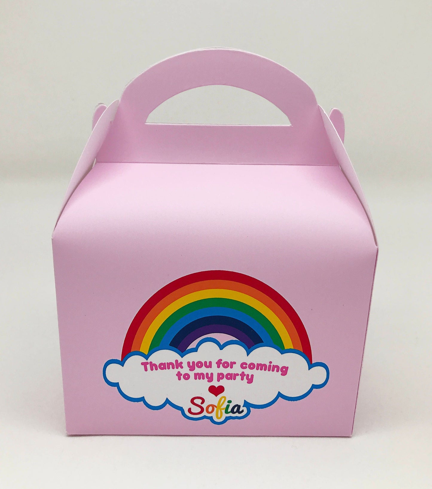 Various Rainbow Personalised Children Party Boxes Gift Favour