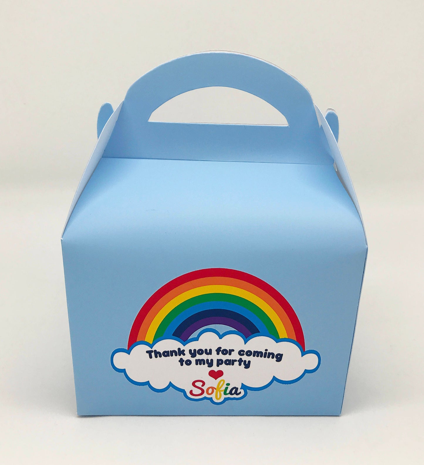 Various Rainbow Personalised Children Party Boxes Gift Favour