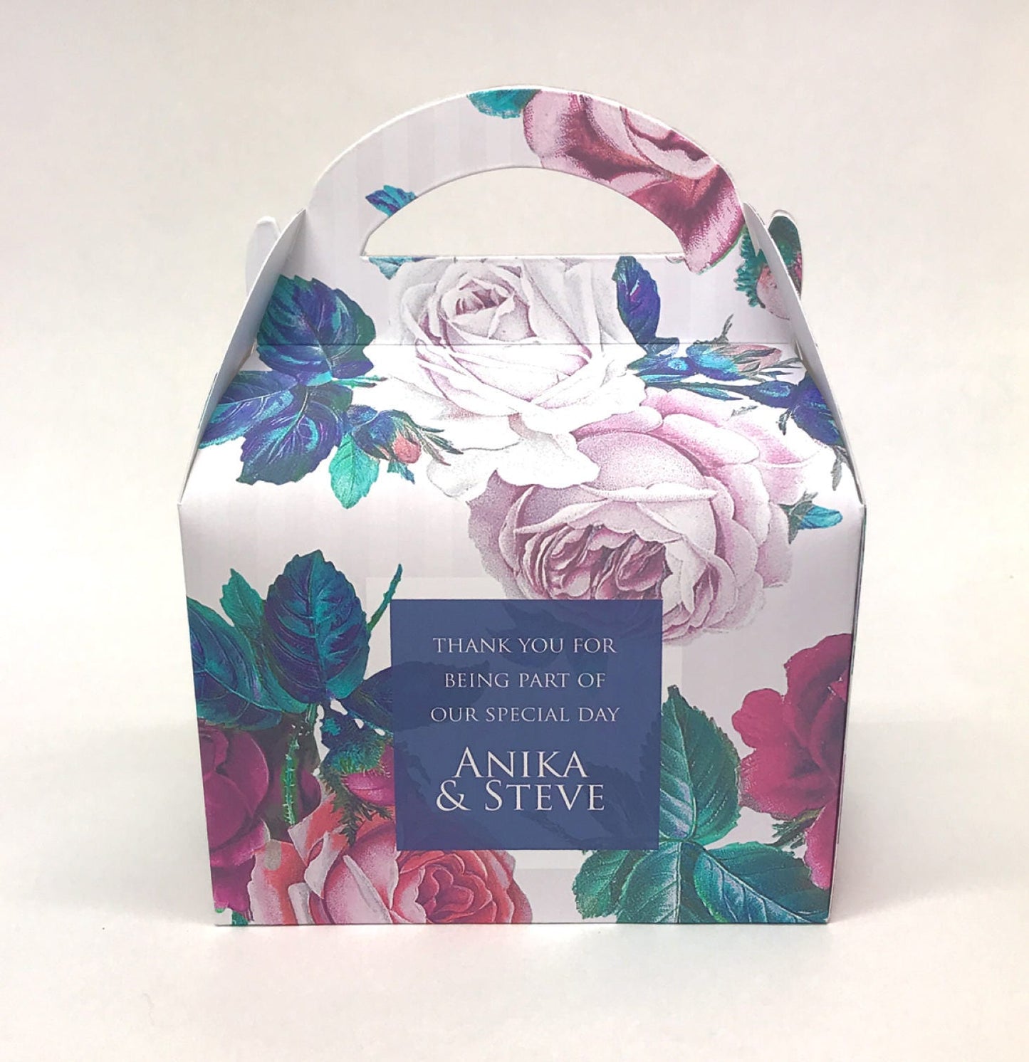 WEDDING Personalised Vintage Rose Floral Wedding Favour Boxes Hen Party Bridal Shower Gift Box