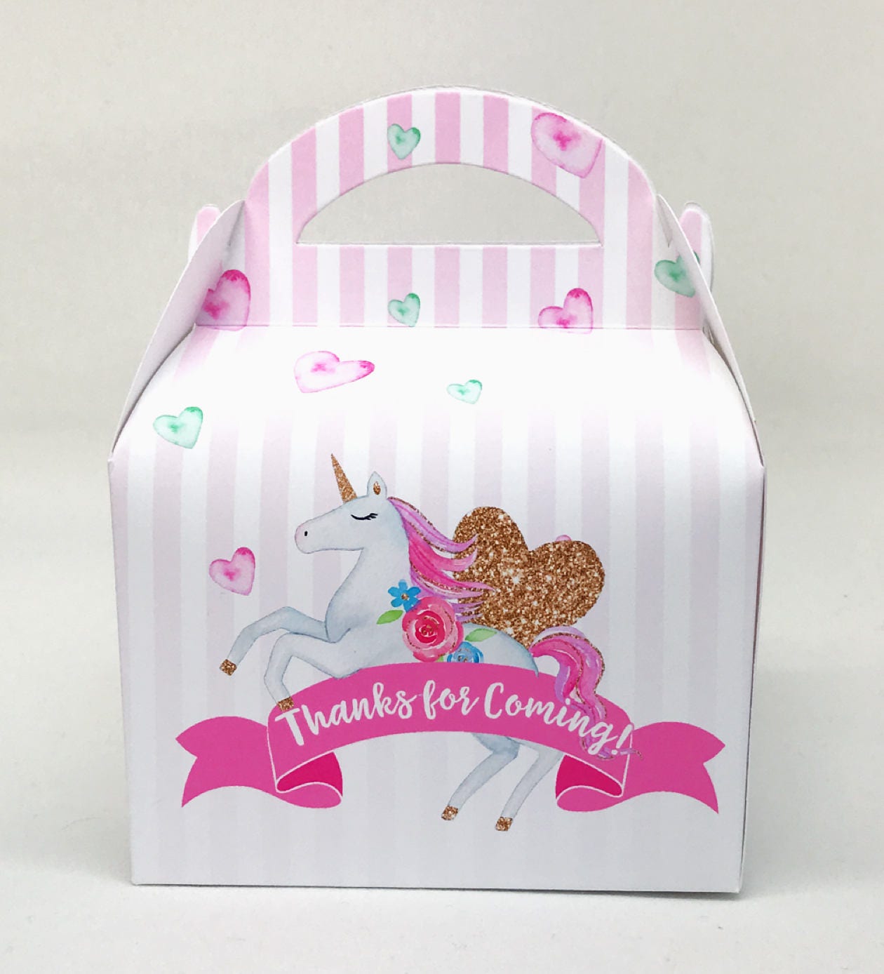 UNICORN Eyes  Floral Watercolour Personalised Children’s Party Box Gift Bag Favour