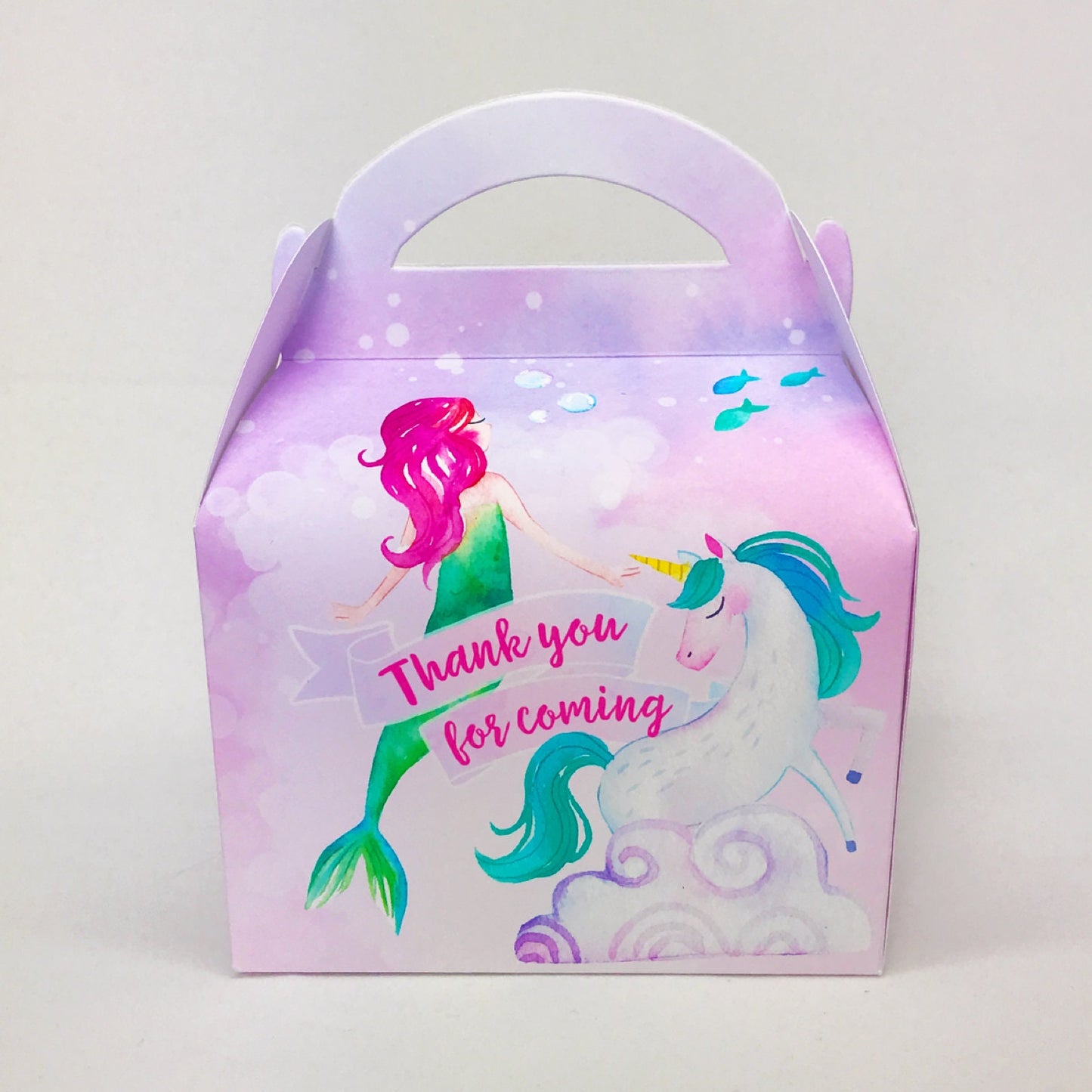 Mermaids and Unicorns Fantasy Watercolour Personalised Children’s Party Box Gift Bag Favour