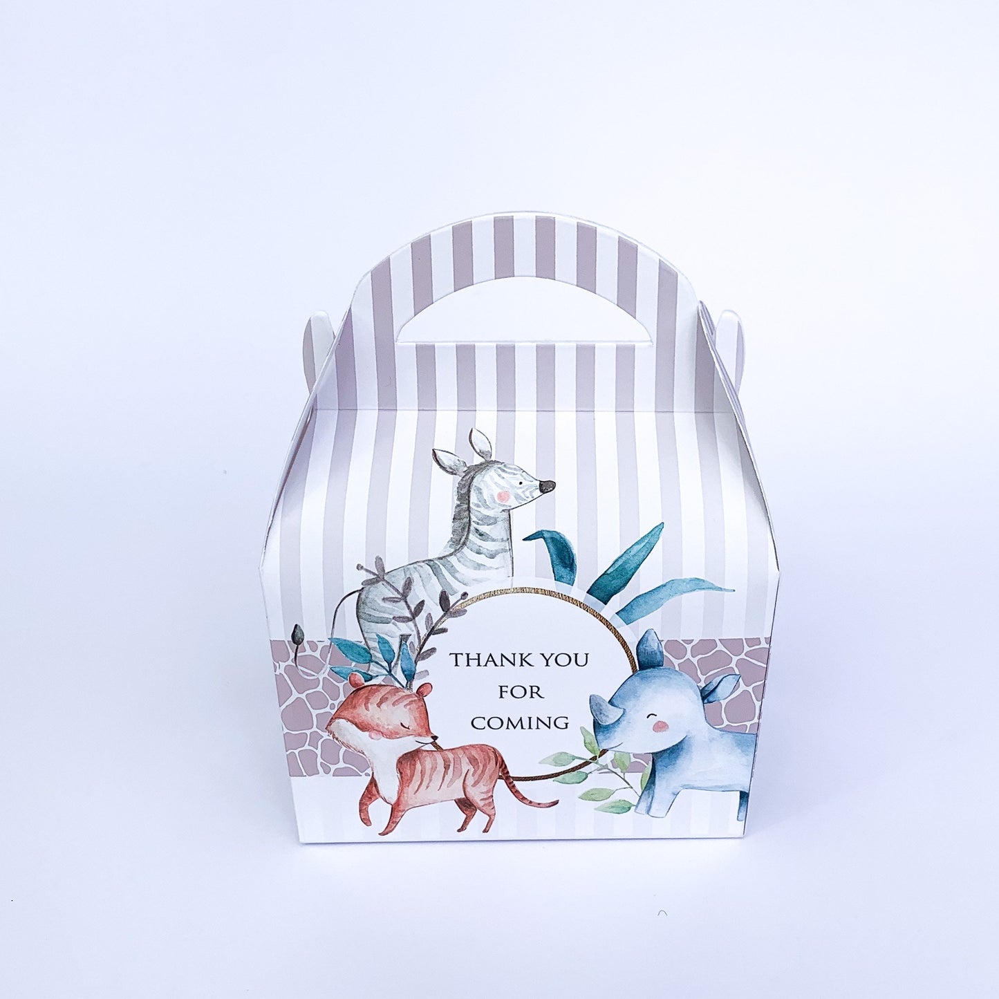 Jungle Boho Safari animals Personalised Children’s Party Box Gift Bag Favour