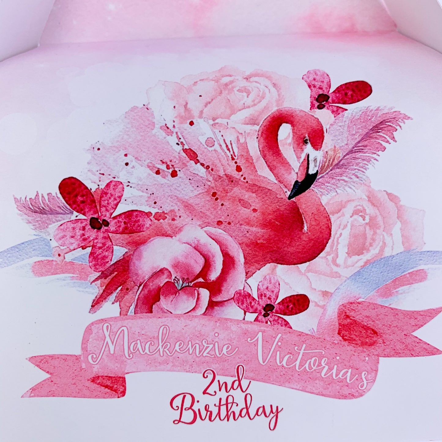 Watercolour floral flamingos Personalised Children’s Party Box Gift Bag Favour