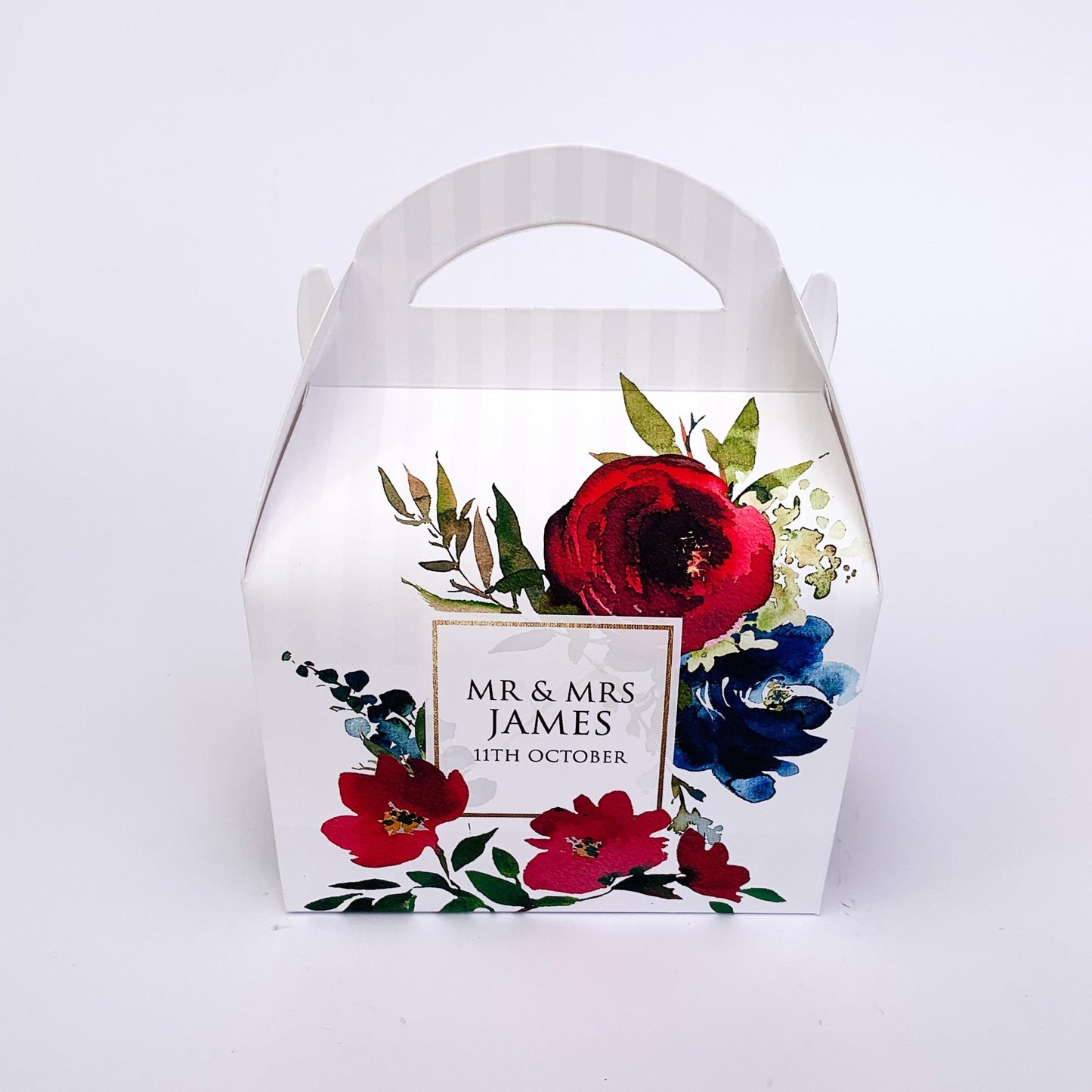 WEDDING Red and Navy Floral Wedding Favour Boxes Hen Party Bridal Shower Gift Box