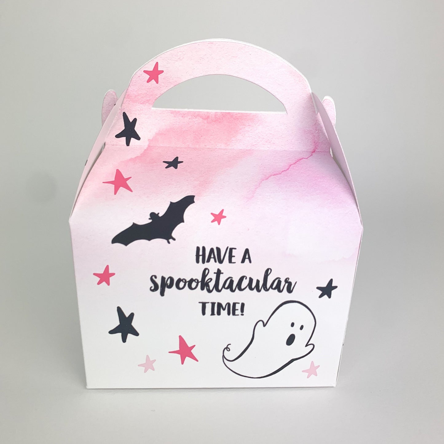 HALLOWEEN Pink Cute Personalised Children’s Party Box Gift Bag Favour