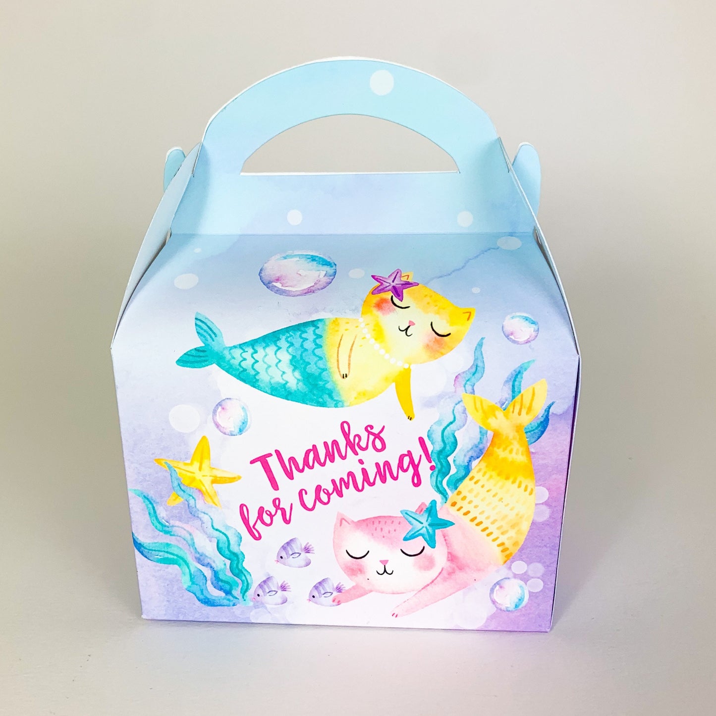 Personalised  Purrmaids cat mermaids Children’s Party Box Gift Bag Favour