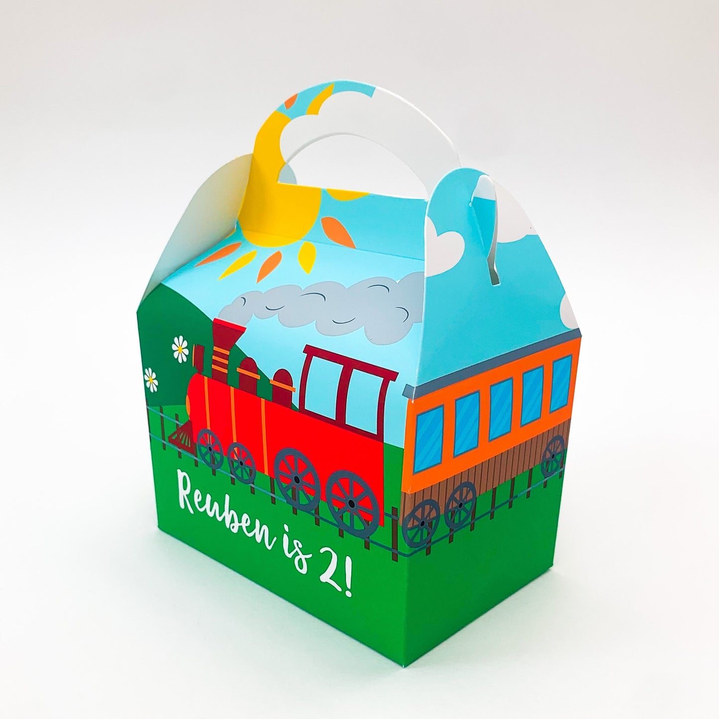 Trains transport Personalised Children’s Party Box Gift Bag Favour