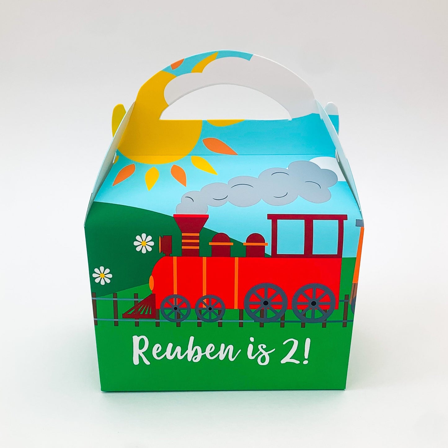 Trains transport Personalised Children’s Party Box Gift Bag Favour