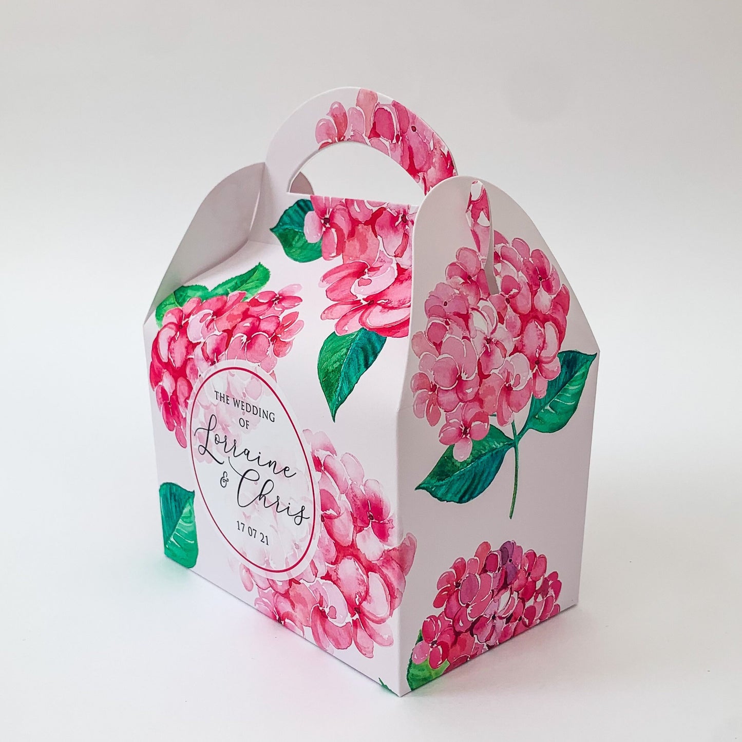 Pink hydrangea Personalised Party Favour Gift Box Bridal Baby Shower Hen Do Wedding Celebration