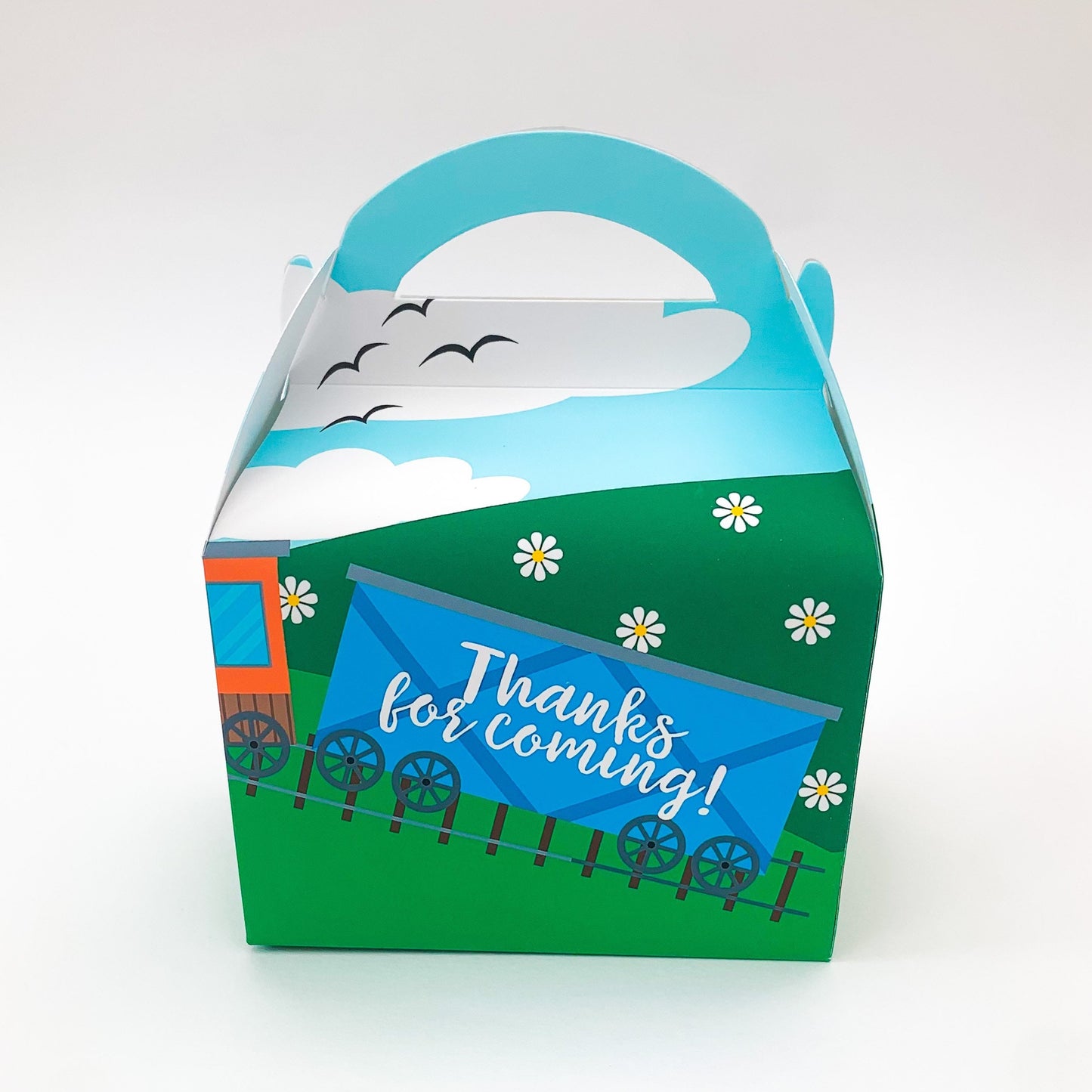 Trains transport Personalised Children’s Party Box Gift Bag Favour