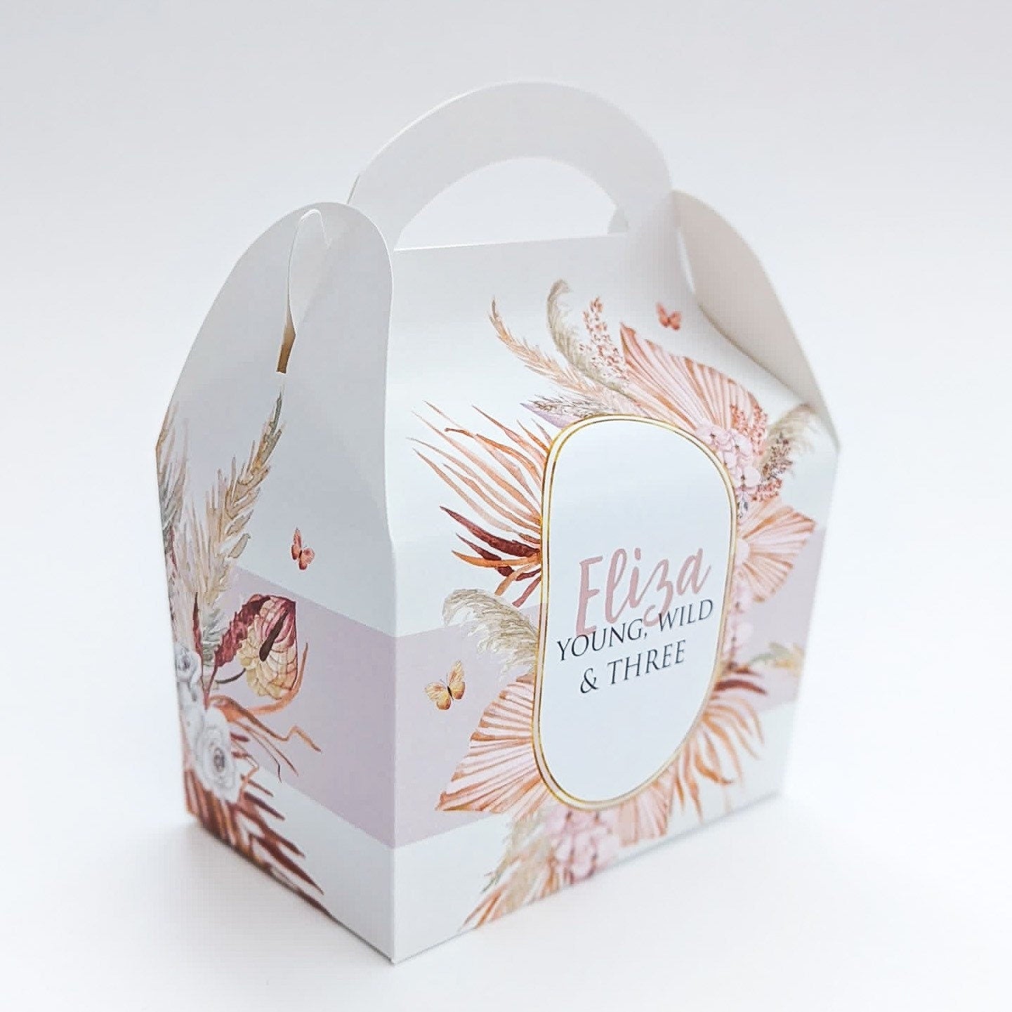 Watercolour boho floral  Personalised Children’s Party Box Gift Bag Favour