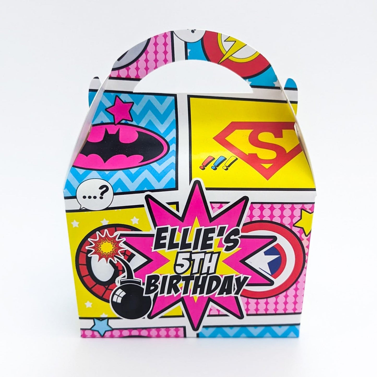 Comic Book Superhero Girls Personalised Children’s Party Box Gift Bag Favour