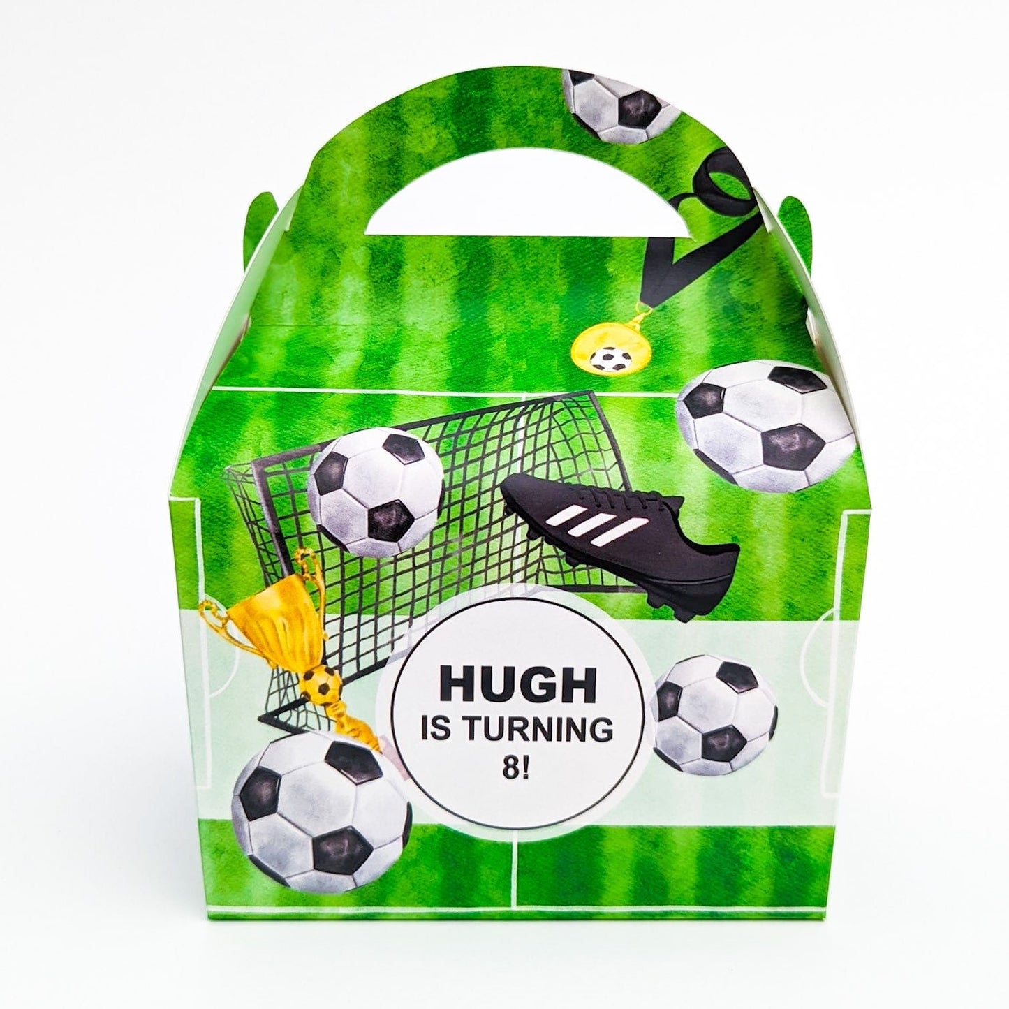 Football team soccer Personalised Children’s Party Box Gift Bag Favour