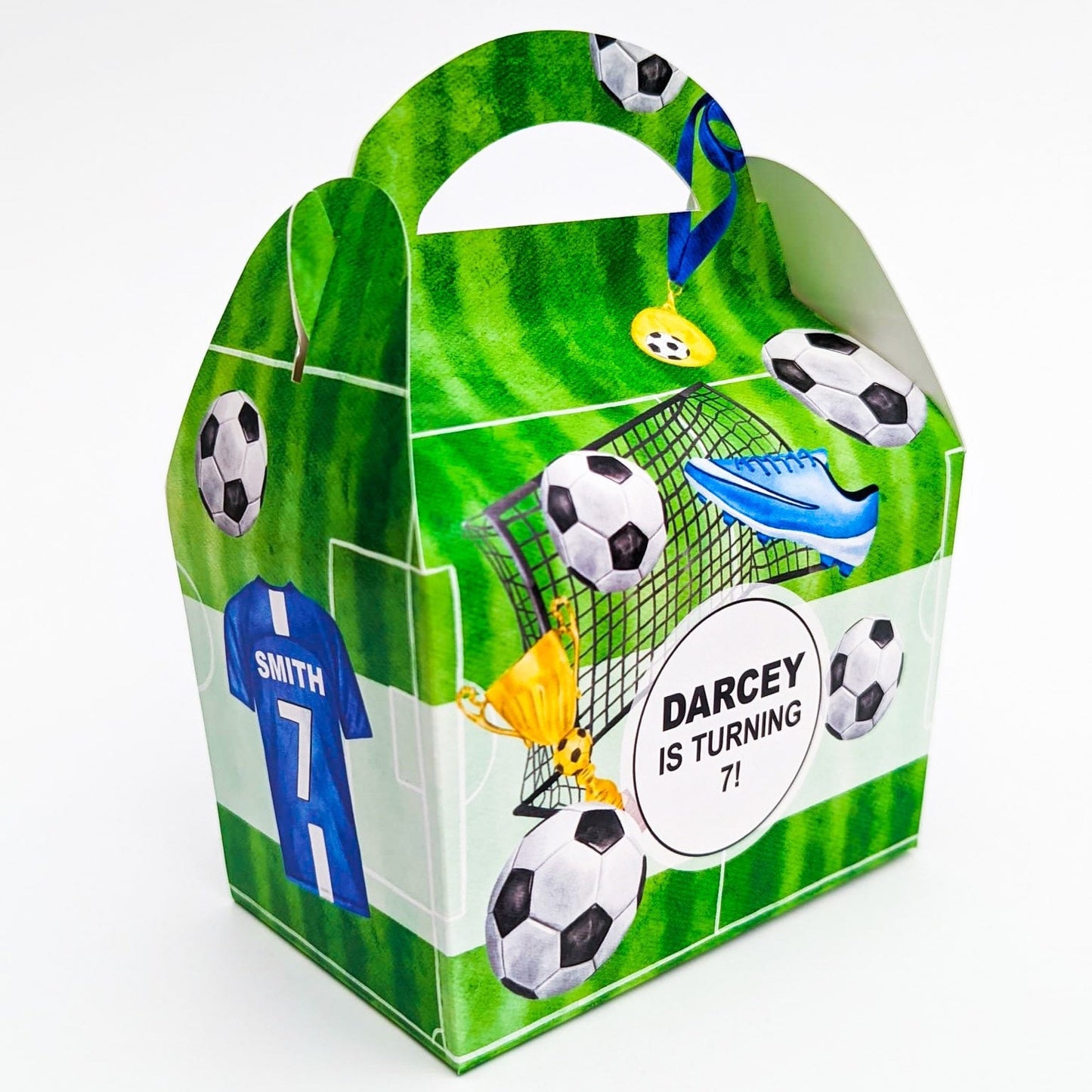 Football team soccer Personalised Children’s Party Box Gift Bag Favour