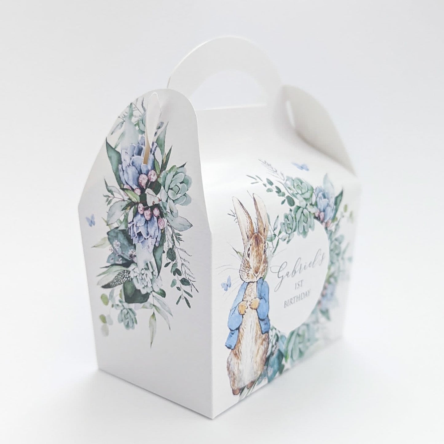 Peter Rabbit floral Personalised Children’s Party Box Gift Bag Favour