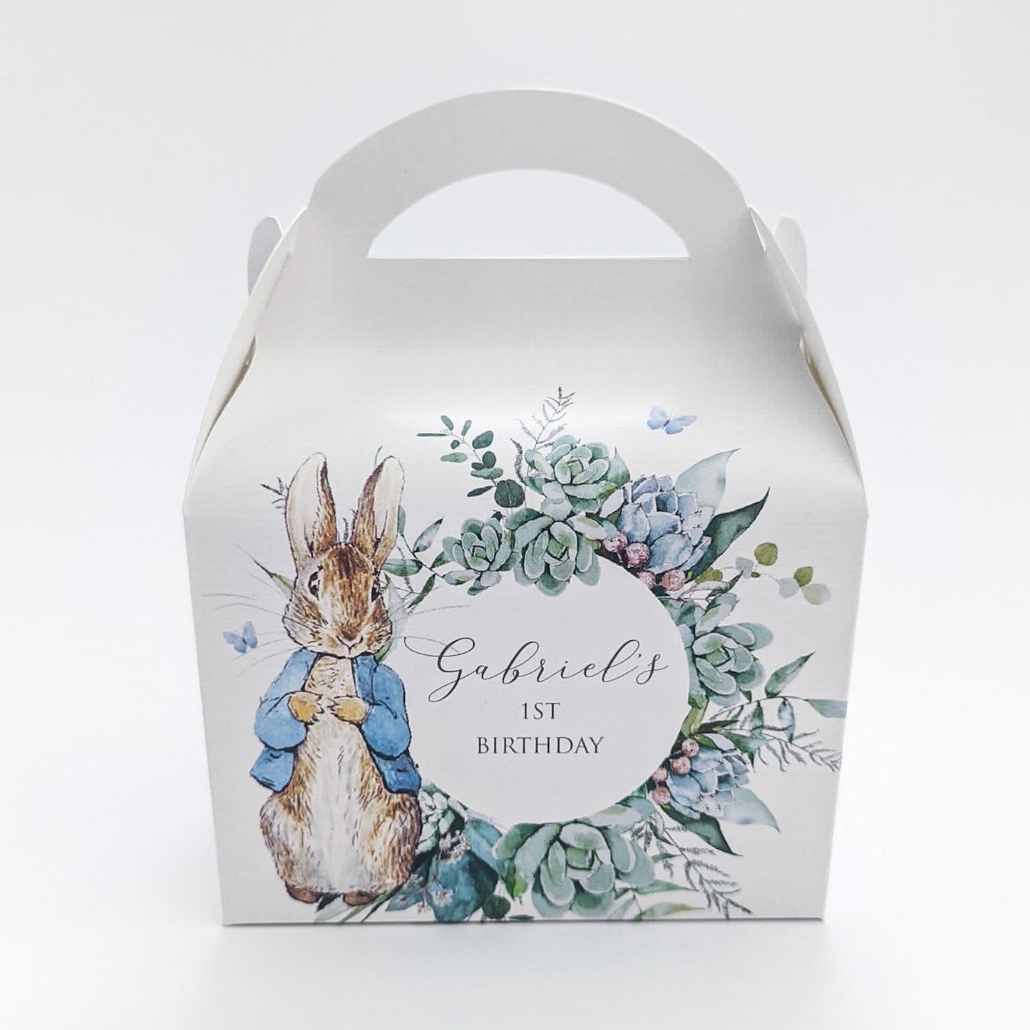 Peter Rabbit floral Personalised Children’s Party Box Gift Bag Favour